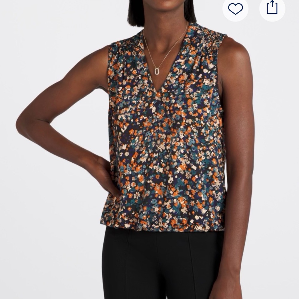 Floral Sleeveless V-Neck Top Stitch Fix XL